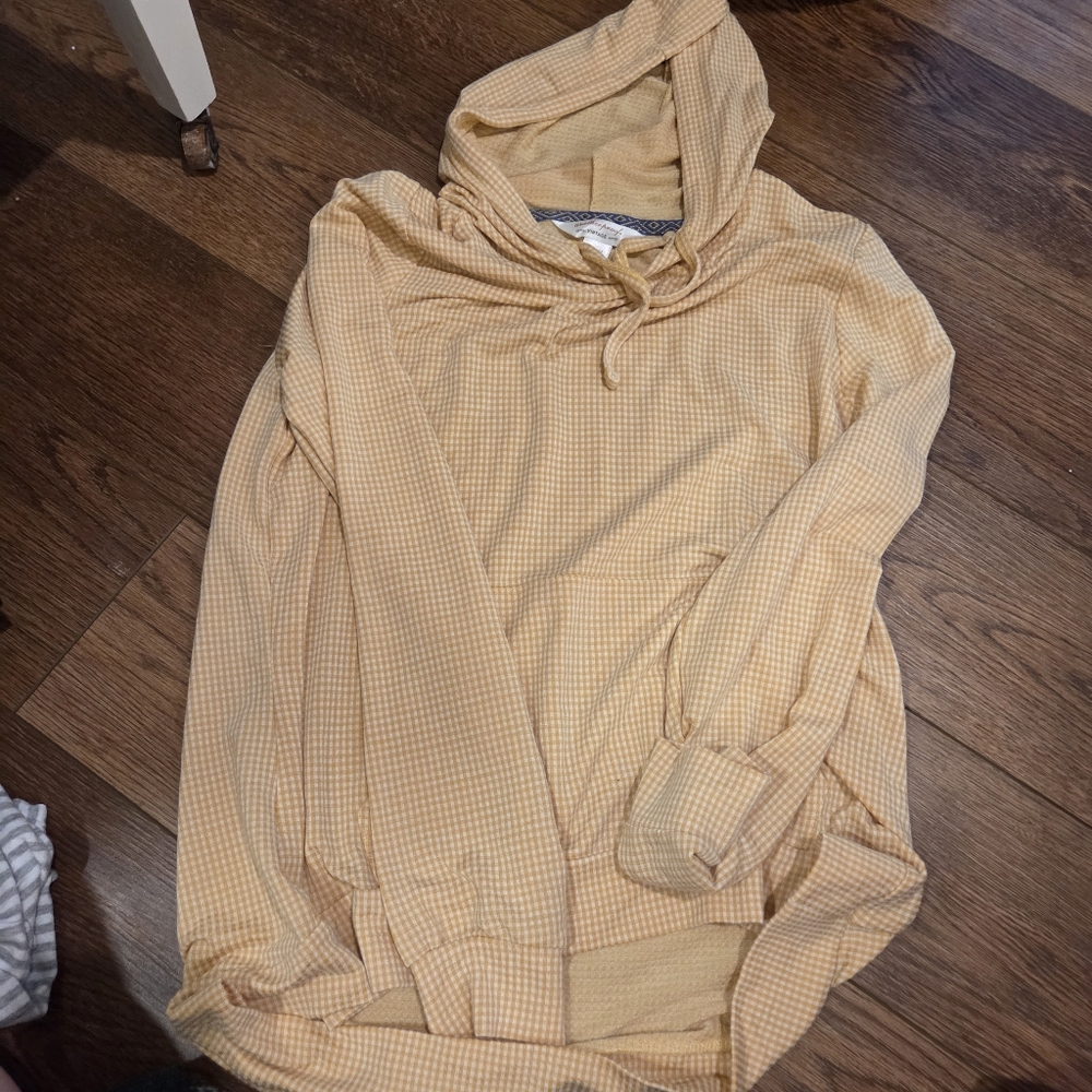 Weatherproof Vintage Yellow Checkered Women's Cowl Neck Sweater